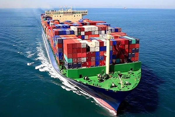 Container vessel providing international shipping services